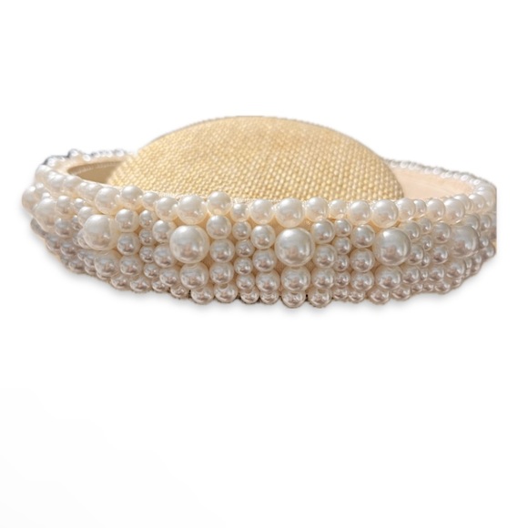 Pearl headband faux pearls beaded with inside ribbon very comfortable New - Picture 6 of 15